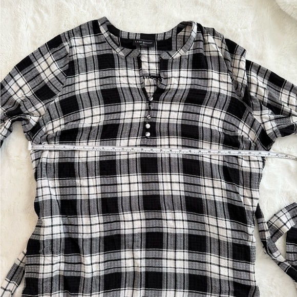 LANE BRYANT Flannel Plaid Shirtdress Black White Tie Waist Plus Size 22 - Picture 8 of 10
